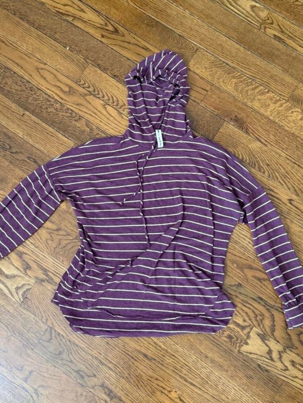 Vanilla Bay women’s Purple striped hoodie with pockets Size S #loungewear #cozy